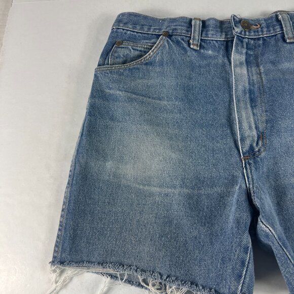 VTG Wrangler Shorts Men's 30* Blue Faded Cut Off Denim Jorts Talon Zipper Tag 32 - Picture 3 of 16